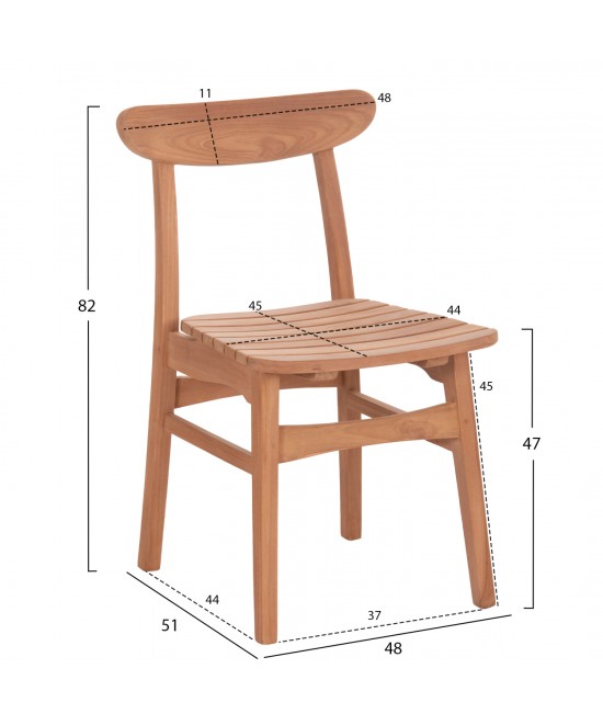 ΚΑΡΕΚΛΑ ΤΡΑΠΕΖΑΡΙΑΣ ΕΞ.ΧΩΡΟΥ ROBBIE HM18115 ΞΥΛΟ TEAK--ΦΥΣΙΚΟ 48x51x82Υεκ.