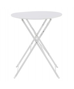 ΤΡΑΠΕΖΙ ΖΑΠΠΕΙΟΥ ΠΤΥΣΣΟΜΕΝΟ ΣΤΡΟΓΓΥΛΟ SOPHIE HM6336.01 ΜΕΤΑΛΛΙΚΟ ΛΕΥΚΟ Φ60x70Υεκ.