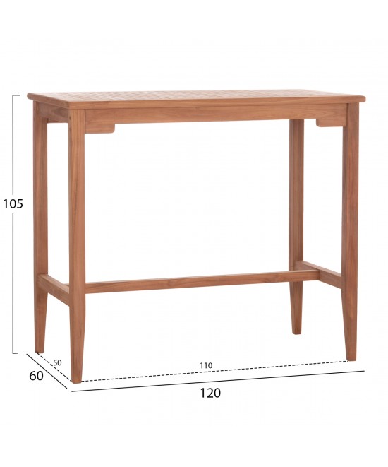 ΤΡΑΠΕΖΙ ΜΠΑΡ CRANSTON HM18111 ΞΥΛΟ ΤΕΑΚ--ΦΥΣΙΚΟ ΧΡΩΜΑ 120x60x105Υεκ.