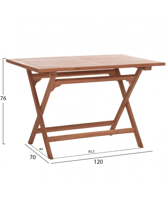 ΤΡΑΠΕΖΙ ΠΤΥΣΣΟΜΕΝΟ ΟΡΘΟΓΩΝΙΟ ERIS HM18117 ΞΥΛΟ TEAK--ΦΥΣΙΚΟ 120x70x76Υεκ.