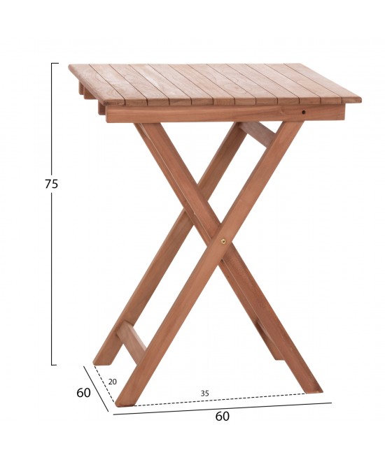 ΤΡΑΠΕΖΙ ΣΚΗΝΟΘΕΤΗ ΤΕΤΡΑΓΩΝΟ HEIDEL HM18121 ΞΥΛΟ TEAK--ΦΥΣΙΚΟ 60x60x75Υεκ.