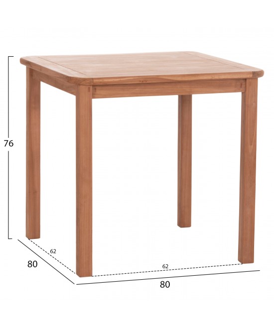 ΤΡΑΠΕΖΙ ΤΕΤΡΑΓΩΝΟ PRESSCOT HM18122 ΞΥΛΟ TEAK--ΦΥΣΙΚΟ 80x80x76Υεκ.
