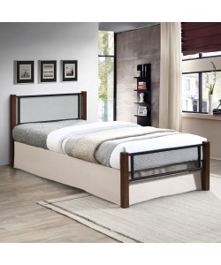 ΚΡΕΒΑΤΙ ΜΟΝΟ RAYVEN HM689 RUBBERWOOD ΣΕ DIRTY OAK-ΜΕΤΑΛΛΟ ΣΕ ΜΑΥΡΟ--ΓΙΑ 90x190εκ