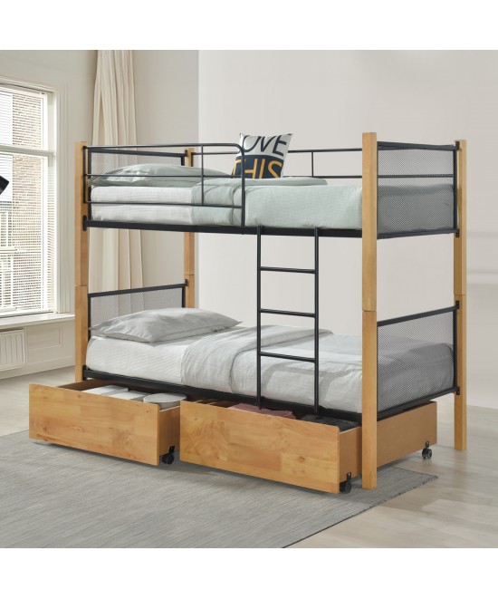 ΚΡΕΒΑΤΙ ΚΟΥΚΕΤΑ ΜΕ 2 ΕΠΙΔΑΠΕΔΙΑ ΣΥΡΤΑΡΙΑ RAYVEN HM21119 ΞΥΛΟ-ΜΕΤΑΛΛΟ--ΓΙΑ ΣΤΡΩΜΑΤΑ 90x190εκ