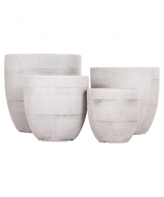 ΣΕΤ 4ΤΜΧ ΓΛΑΣΤΡΕΣ ΣΤΡΟΓΓΥΛΕΣ ΣΕΙΡΑ GARDENER HM4719 FIBERCLAY-ΧΡΩΜΑ CEMENT Φ44x43Υεκ