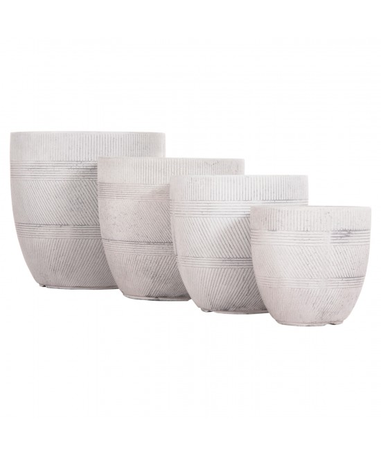 ΣΕΤ 4ΤΜΧ ΓΛΑΣΤΡΕΣ ΣΤΡΟΓΓΥΛΕΣ ΣΕΙΡΑ GARDENER HM4719 FIBERCLAY-ΧΡΩΜΑ CEMENT Φ44x43Υεκ