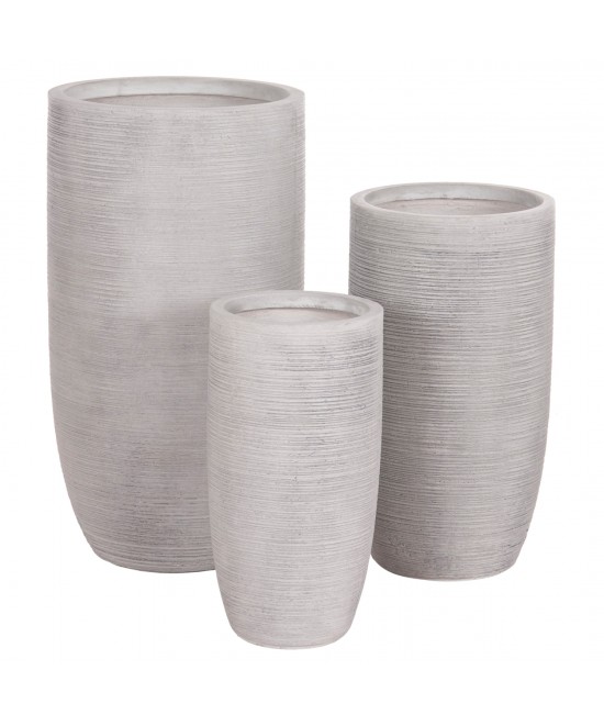 ΣΕΤ 3ΤΜΧ ΓΛΑΣΤΡΕΣ ΚΥΛΙΝΔΡΟΙ ΣΕΙΡΑ GARDENER HM4721 FIBERCLAY-ΧΡΩΜΑ CEMENT Φ42x78Υεκ