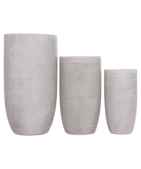 ΣΕΤ 3ΤΜΧ ΓΛΑΣΤΡΕΣ ΚΥΛΙΝΔΡΟΙ ΣΕΙΡΑ GARDENER HM4721 FIBERCLAY-ΧΡΩΜΑ CEMENT Φ42x78Υεκ