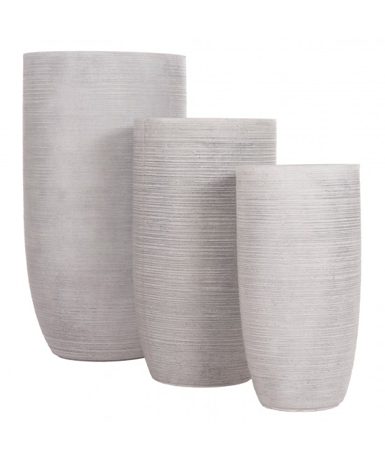 ΣΕΤ 3ΤΜΧ ΓΛΑΣΤΡΕΣ ΚΥΛΙΝΔΡΟΙ ΣΕΙΡΑ GARDENER HM4721 FIBERCLAY-ΧΡΩΜΑ CEMENT Φ42x78Υεκ