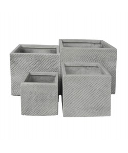 ΣΕΤ 4ΤΜΧ ΓΛΑΣΤΡΕΣ ΤΕΤΡΑΓΩΝΕΣ GARDENER HM4730 FIBERCLAY ΓΚΡΙ CEMENT 37x37x32Υεκ.