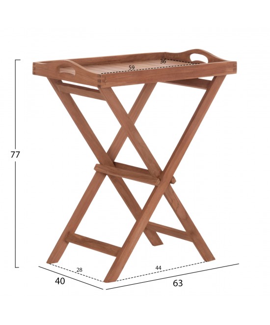 ΔΙΣΚΟΣ ΣΕΡΒΙΡΙΣΜΑΤΟΣ ΣΕ ΠΤΥΣΣΟΜΕΝΗ ΒΑΣΗ BARNABY HM4580 ΞΥΛΟ TEAK--ΦΥΣΙΚΟ 63x40x77Υεκ