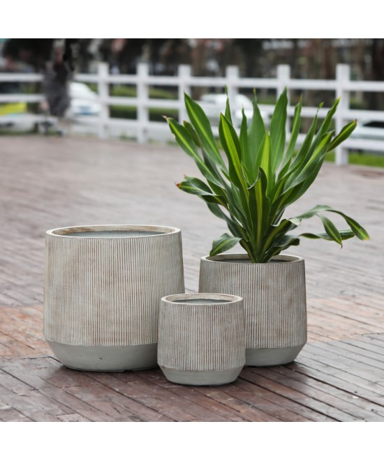 ΣΕΤ 3ΤΜΧ ΓΛΑΣΤΡΕΣ ΣΤΡΟΓΓΥΛΕΣ ΣΕΙΡΑ GARDENER HM4724 FIBERCLAY-ΧΡΩΜΑ CEMENT Φ55x55Υεκ