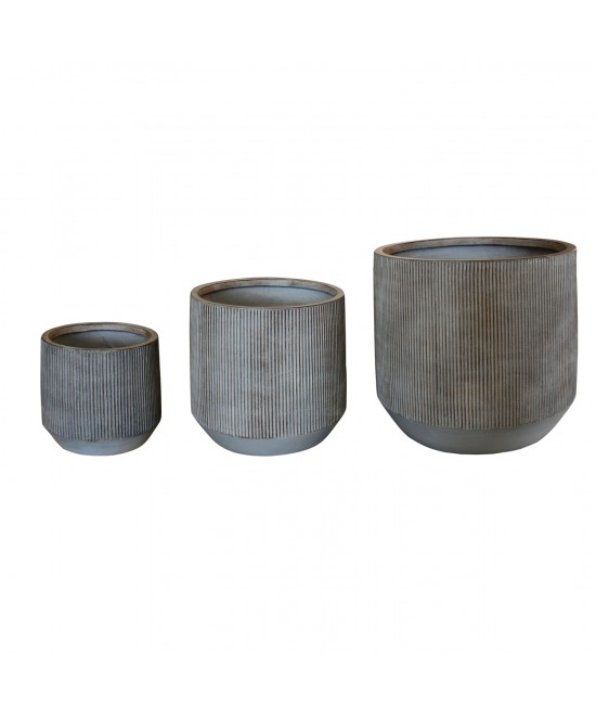 ΣΕΤ 3ΤΜΧ ΓΛΑΣΤΡΕΣ ΣΤΡΟΓΓΥΛΕΣ ΣΕΙΡΑ GARDENER HM4724 FIBERCLAY-ΧΡΩΜΑ CEMENT Φ55x55Υεκ