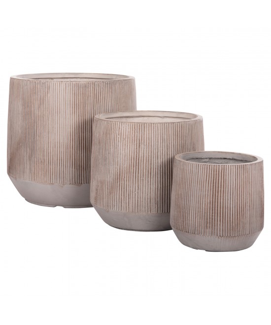 ΣΕΤ 3ΤΜΧ ΓΛΑΣΤΡΕΣ ΣΤΡΟΓΓΥΛΕΣ ΣΕΙΡΑ GARDENER HM4724 FIBERCLAY-ΧΡΩΜΑ CEMENT Φ55x55Υεκ