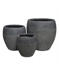 ΣΕΤ 3ΤΜΧ ΓΛΑΣΤΡΕΣ ΣΕΙΡΑ GARDENER HM4725 FIBERCLAY-ΣΕ ΣΚΟΥΡΟ CEMENT ΧΡΩΜΑ Φ55x54Υεκ