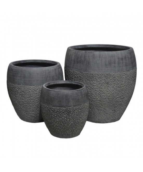 ΣΕΤ 3ΤΜΧ ΓΛΑΣΤΡΕΣ ΣΕΙΡΑ GARDENER HM4725 FIBERCLAY-ΣΕ ΣΚΟΥΡΟ CEMENT ΧΡΩΜΑ Φ55x54Υεκ
