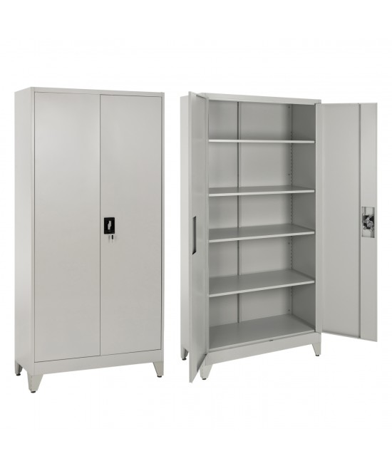 ΝΤΟΥΛΑΠΑ ΜΕΤΑΛΛΙΚΗ DURON HM21000 ΔΙΦΥΛΛΗ ΜΕ 5 ΑΠΟΘ.ΧΩΡΟΥΣ & ΠΟΔΙΑ- ΓΚΡΙ 90Χ40Χ190Yεκ