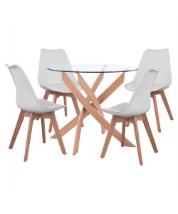 ΣΕΤ ΤΡΑΠΕΖΑΡΙΑΣ 5ΤΜΧ ΤΡΑΠΕΖΙ Φ90X74 & 4 ΚΑΡΕΚΛΕΣ VEGAS ΛΕΥΚΕΣ HM11693.01