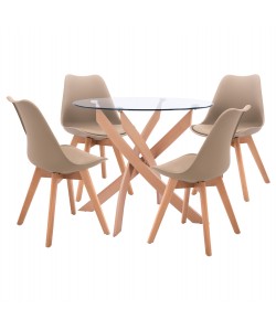 ΣΕΤ ΤΡΑΠΕΖΑΡΙΑΣ 5ΤΜΧ ΤΡΑΠΕΖΙ Φ90X74 & 4 ΚΑΡΕΚΛΕΣ VEGAS ΚΑΠΟΥΤΣΙΝΟ HM11693.25