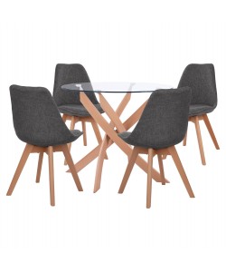 ΣΕΤ ΤΡΑΠΕΖΑΡΙΑΣ 5ΤΜΧ ΤΡΑΠΕΖΙ Φ90X74 & 4 ΚΑΡΕΚΛΕΣ VEGAS ΜΕ ΓΚΡΙ ΥΦΑΣΜΑ HM11693.50