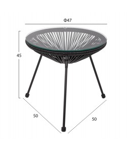 ΣΕΤ ΤΡΑΠΕΖΑΡΙΑΣ 3ΤΜΧ HM11871 ΜΕΤΑΛΛΟ & RATTAN ΣΕ ΜΑΥΡΟ ΧΡΩΜΑ