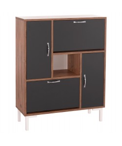 ΠΑΠΟΥΤΣΟΘΗΚΗ MEDY HM18187.02 ΜΕΛΑΜΙΝΗ ΣΕ ΦΥΣΙΚΟ & ΑΝΘΡΑΚΙ-ΜΑΥΡΑ ΠΟΔΙΑ 85x30x108.5Υεκ