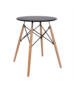 ΤΡΑΠΕΖΙ MINIMAL ΣΤΡΟΓΓΥΛΟ HM0060.02 ΜΑΥΡΟ ΧΡΩΜΑ MDF-ΠΟΔΙΑ ΟΞΙΑΣ ΦΥΣΙΚΟ Φ60Χ72Υεκ.