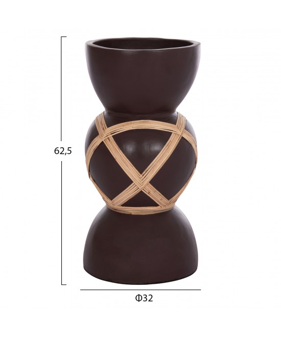 ΔΙΑΚΟΣΜΗΤΙΚΟ ΒΑΖΟ ΔΑΠΕΔΟΥ MAYNARD HM4672.07L TERRACOTTA ΣΟΚΟΛΑΤΙ-RATTAN Φ32x62.5Υεκ