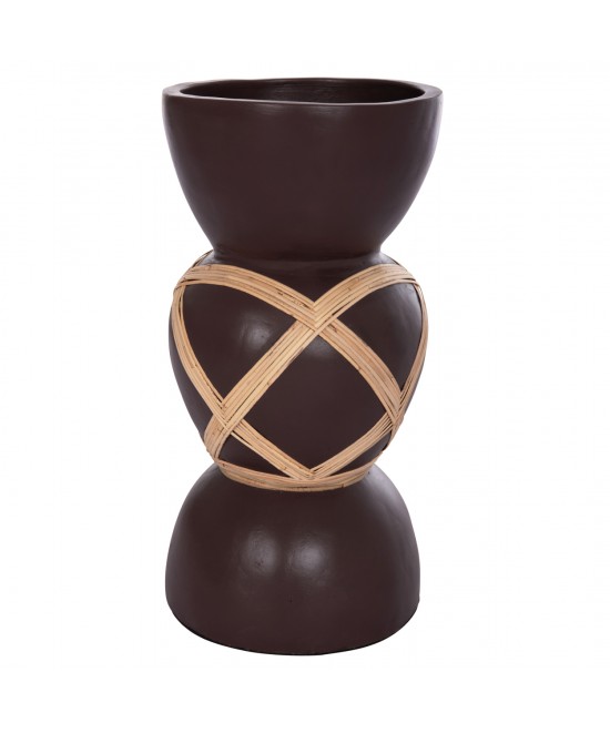 ΔΙΑΚΟΣΜΗΤΙΚΟ ΒΑΖΟ ΔΑΠΕΔΟΥ MAYNARD HM4672.07L TERRACOTTA ΣΟΚΟΛΑΤΙ-RATTAN Φ32x62.5Υεκ