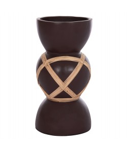 ΔΙΑΚΟΣΜΗΤΙΚΟ ΒΑΖΟ ΔΑΠΕΔΟΥ MAYNARD HM4672.07L TERRACOTTA ΣΟΚΟΛΑΤΙ-RATTAN Φ32x62.5Υεκ