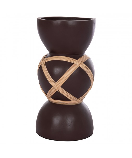 ΔΙΑΚΟΣΜΗΤΙΚΟ ΒΑΖΟ ΔΑΠΕΔΟΥ MAYNARD HM4672.07L TERRACOTTA ΣΟΚΟΛΑΤΙ-RATTAN Φ32x62.5Υεκ