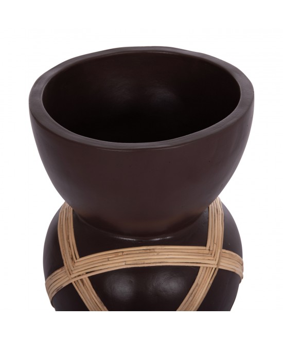 ΔΙΑΚΟΣΜΗΤΙΚΟ ΒΑΖΟ ΔΑΠΕΔΟΥ MAYNARD HM4672.07L TERRACOTTA ΣΟΚΟΛΑΤΙ-RATTAN Φ32x62.5Υεκ