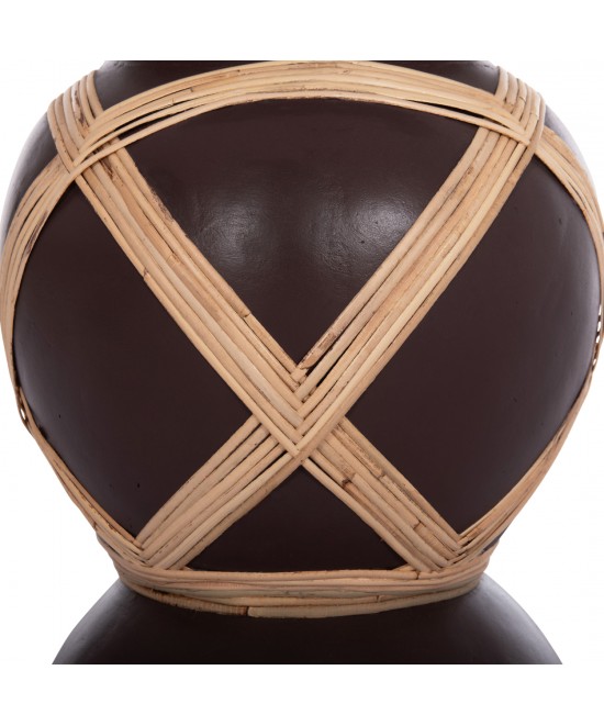 ΔΙΑΚΟΣΜΗΤΙΚΟ ΒΑΖΟ ΔΑΠΕΔΟΥ MAYNARD HM4672.07L TERRACOTTA ΣΟΚΟΛΑΤΙ-RATTAN Φ32x62.5Υεκ