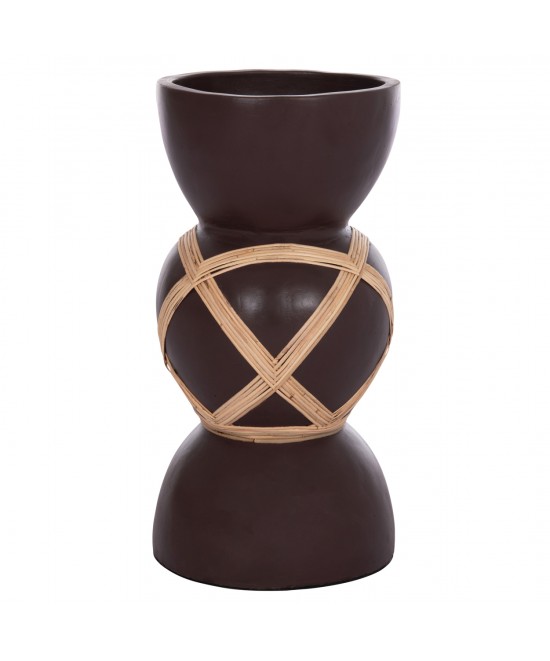 ΔΙΑΚΟΣΜΗΤΙΚΟ ΒΑΖΟ ΔΑΠΕΔΟΥ MAYNARD HM4672.07L TERRACOTTA ΣΟΚΟΛΑΤΙ-RATTAN Φ32x62.5Υεκ