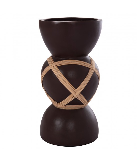 ΔΙΑΚΟΣΜΗΤΙΚΟ ΒΑΖΟ ΔΑΠΕΔΟΥ MAYNARD HM4672.07L TERRACOTTA ΣΟΚΟΛΑΤΙ-RATTAN Φ32x62.5Υεκ
