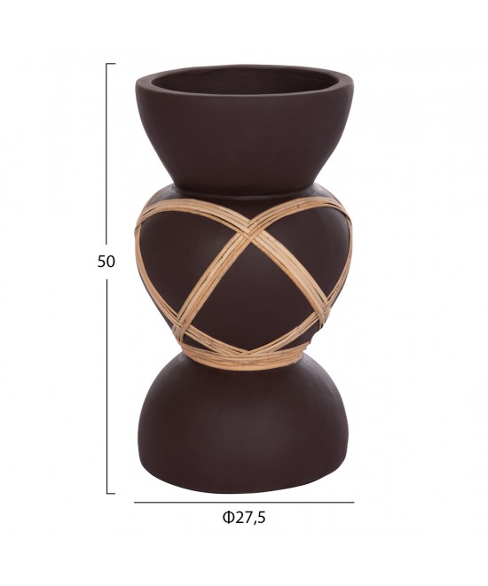 ΔΙΑΚΟΣΜΗΤΙΚΟ ΒΑΖΟ ΔΑΠΕΔΟΥ MAYNARD HM4672.07S TERRACOTTA ΣΟΚΟΛΑΤΙ-RATTAN Φ27.5x50Υεκ