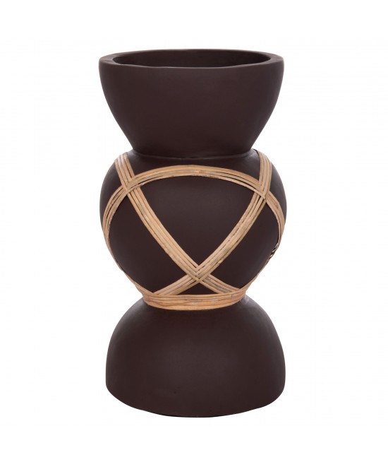 ΔΙΑΚΟΣΜΗΤΙΚΟ ΒΑΖΟ ΔΑΠΕΔΟΥ MAYNARD HM4672.07S TERRACOTTA ΣΟΚΟΛΑΤΙ-RATTAN Φ27.5x50Υεκ