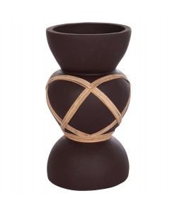 ΔΙΑΚΟΣΜΗΤΙΚΟ ΒΑΖΟ ΔΑΠΕΔΟΥ MAYNARD HM4672.07S TERRACOTTA ΣΟΚΟΛΑΤΙ-RATTAN Φ27.5x50Υεκ