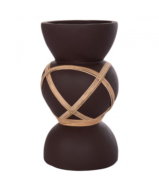 ΔΙΑΚΟΣΜΗΤΙΚΟ ΒΑΖΟ ΔΑΠΕΔΟΥ MAYNARD HM4672.07S TERRACOTTA ΣΟΚΟΛΑΤΙ-RATTAN Φ27.5x50Υεκ