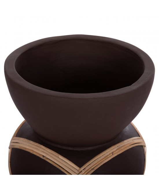 ΔΙΑΚΟΣΜΗΤΙΚΟ ΒΑΖΟ ΔΑΠΕΔΟΥ MAYNARD HM4672.07S TERRACOTTA ΣΟΚΟΛΑΤΙ-RATTAN Φ27.5x50Υεκ