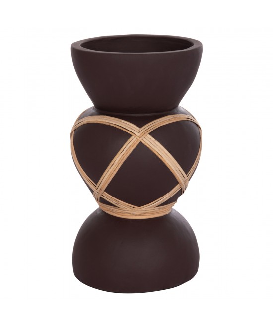ΔΙΑΚΟΣΜΗΤΙΚΟ ΒΑΖΟ ΔΑΠΕΔΟΥ MAYNARD HM4672.07S TERRACOTTA ΣΟΚΟΛΑΤΙ-RATTAN Φ27.5x50Υεκ