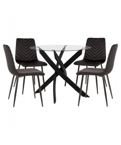 ΣΕΤ ΤΡΑΠΕΖΑΡΙΑΣ ΕΣ.ΧΩΡΟΥ 5ΤΜΧ JAFARU HM11073 ΜΕΤΑΛΛΟ--ΒΕΛΟΥΔΟ ΣΕ ΜΑΥΡΟ