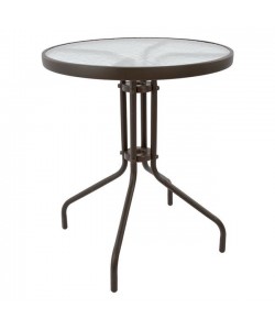 ΤΡΑΠΕΖΙ LIMA Φ60x70Υεκ. ΚΑΦΕ ΜΕΤΑΛΛΙΚΟ ΜΕ ΓΥΑΛΙΝΗ ΕΠΙΦΑΝΕΙΑ HM5079.02