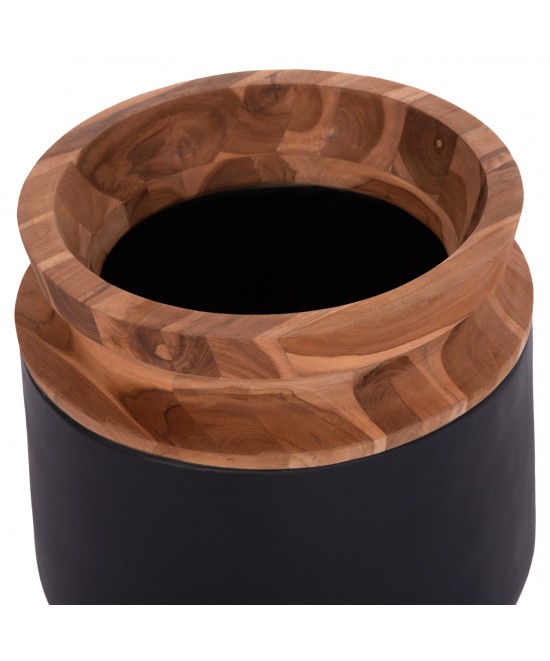 ΔΙΑΚΟΣΜΗΤΙΚΟ ΒΑΖΟ ΔΑΠΕΔΟΥ LINTER HM4662.01L FIBER CEMENT ΜΑΥΡΟ--ΞΥΛΟ ΤΕΑΚ Φ41x47Υεκ.