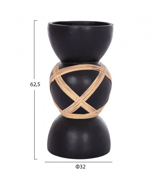 ΔΙΑΚΟΣΜΗΤΙΚΟ ΒΑΖΟ ΔΑΠΕΔΟΥ MAYNARD HM4672.01L TERRACOTTA ΜΑΥΡΟ-RATTAN Φ32x62.5Υεκ