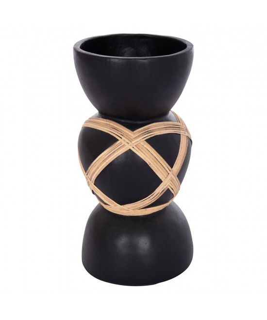 ΔΙΑΚΟΣΜΗΤΙΚΟ ΒΑΖΟ ΔΑΠΕΔΟΥ MAYNARD HM4672.01L TERRACOTTA ΜΑΥΡΟ-RATTAN Φ32x62.5Υεκ