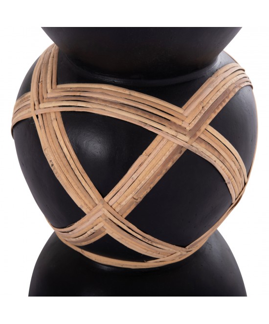 ΔΙΑΚΟΣΜΗΤΙΚΟ ΒΑΖΟ ΔΑΠΕΔΟΥ MAYNARD HM4672.01L TERRACOTTA ΜΑΥΡΟ-RATTAN Φ32x62.5Υεκ