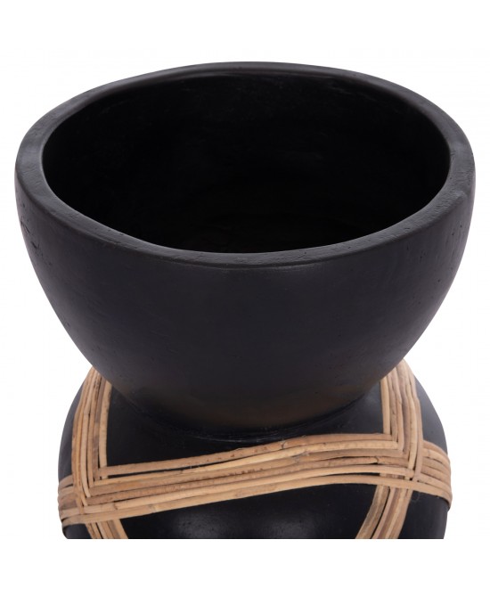 ΔΙΑΚΟΣΜΗΤΙΚΟ ΒΑΖΟ ΔΑΠΕΔΟΥ MAYNARD HM4672.01L TERRACOTTA ΜΑΥΡΟ-RATTAN Φ32x62.5Υεκ