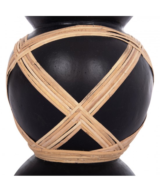 ΔΙΑΚΟΣΜΗΤΙΚΟ ΒΑΖΟ ΔΑΠΕΔΟΥ MAYNARD HM4672.01L TERRACOTTA ΜΑΥΡΟ-RATTAN Φ32x62.5Υεκ