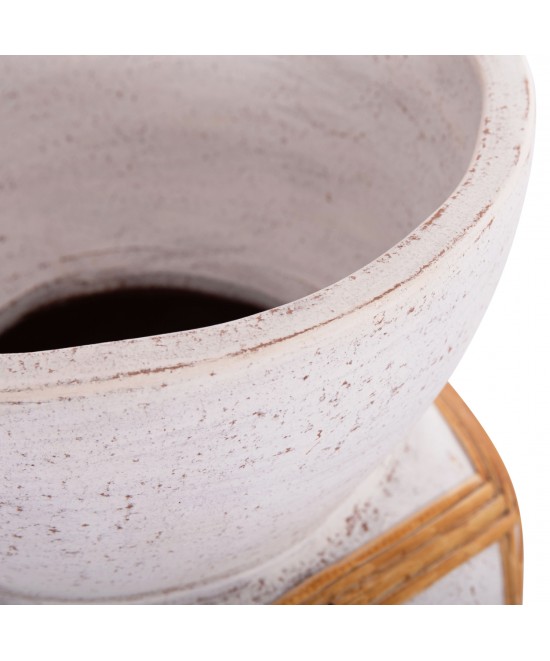 ΔΙΑΚΟΣΜΗΤΙΚΟ ΒΑΖΟ ΔΑΠΕΔΟΥ MAYNARD HM4672.02S TERRACOTTA ΛΕΥΚΟ--RATTAN Φ27.5x50Υεκ